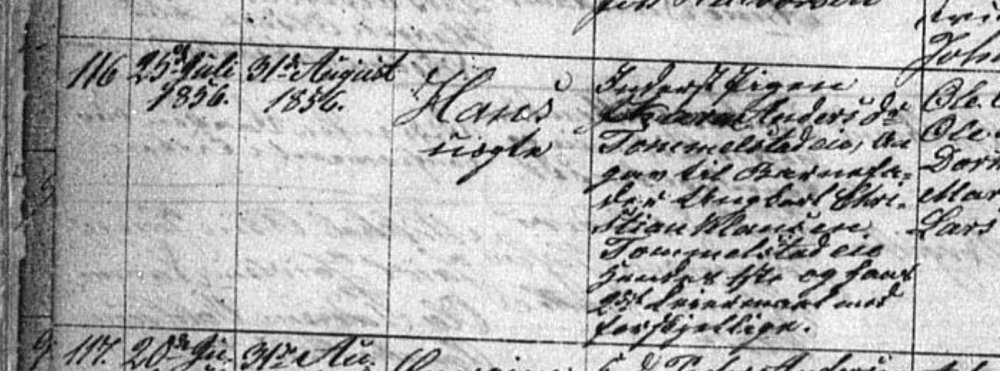 Dåpsmelding Hans Kristiansen 1856.jpg