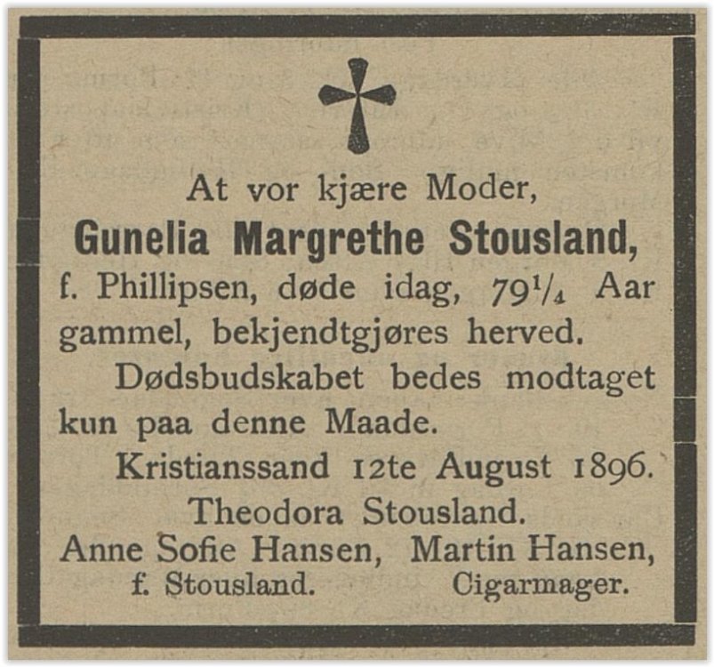 18960813 Chr tidende - Gunelia dødsmelding.jpg