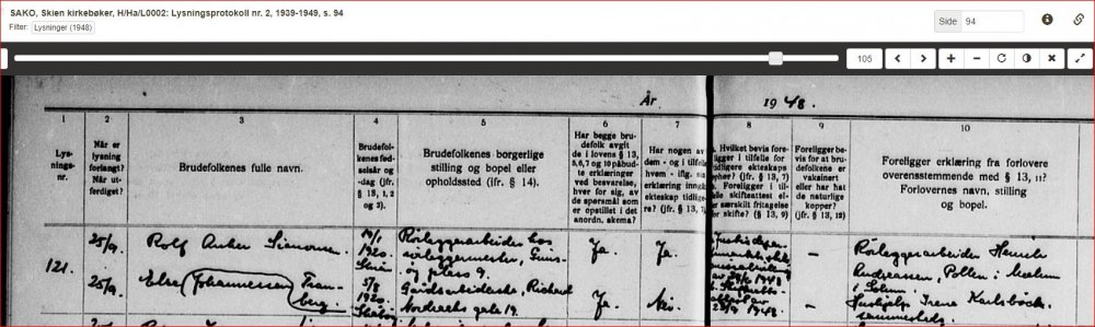 Rolf og Else lysning kirkebok Skien.JPG