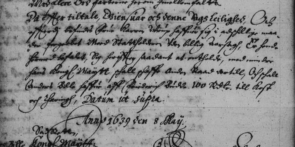 Dom mot Fredrik Budde til Tøllist og Karen Urup 8 mai 1639.png