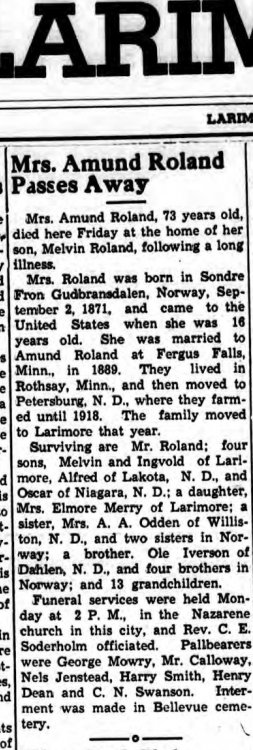 Page 1 of Larimore Pioneer,published in Larimore, North Dakota on Thursday, August 2nd, 1945.jpeg